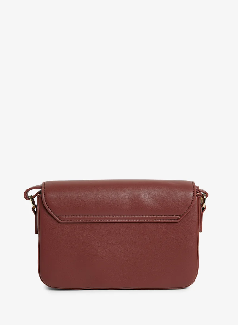 Bcbg HONGYI H933PU 82# BURGUNDY Textured Twist Lock Shoulder Bag for Women | Best Price UAE